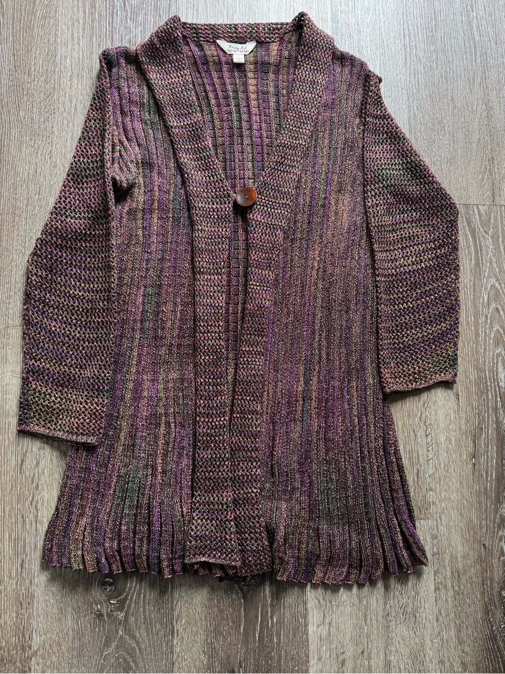 Krazy Kat Long Ribbed‎ Single-Button Cardigan -  Multicolor - Picture 4 of 9
